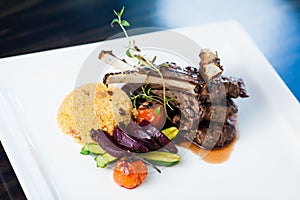 Grilled lamb carre photo