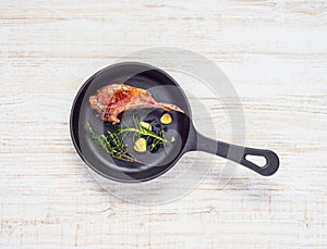 Grilled Lamb Chop in Frying Pan