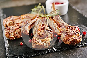 Grilled Lamb Chops with Cranberries and Rosemary