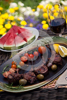 Grilled Lamb Chops In Garden