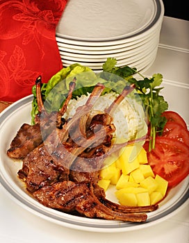 Grilled lamb chops on plated