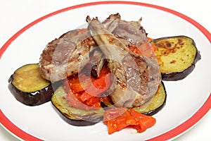 Grilled lamb chops on salsa