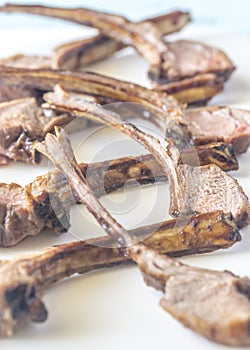 Grilled lamb rib chops on the plate