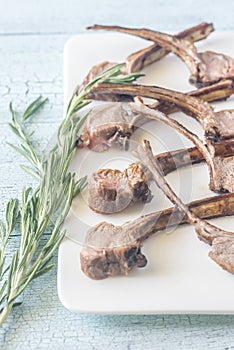 Grilled lamb rib chops on the plate