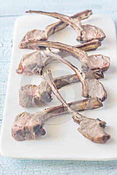 Grilled lamb rib chops on the plate