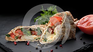 Grilled Lavash with Suluguni Cheese and Vegetables