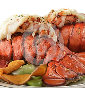 Grilled Lobster Tail With Asparagus