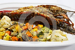 Grilled Lobster Tail With vegetables