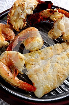 Grilled Lobster Tails and Fish