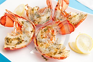 Grilled lobster tails photo