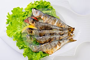 Grilled mackerel from above.