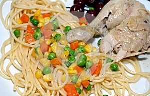 Grilled marinaded chicken leg served with garnish