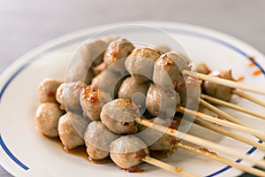 Grilled meat ball with sweet spicy sauce