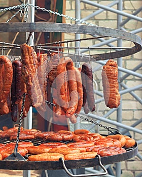 Grilled meat on barbeque