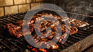 Grilled meat on a grill