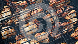 Grilled meat on the grill food