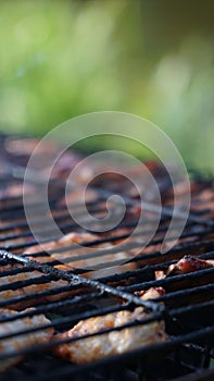 Grilled meat on the grill food