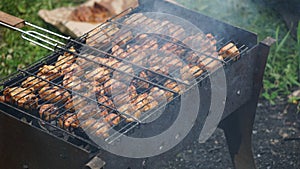 Grilled meat on the grill food