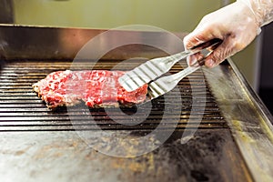 Grilled meat. Juicy steak from beef - soft focuse