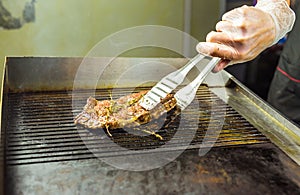 Grilled meat. Juicy steak from beef - soft focuse