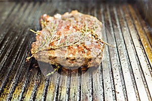 Grilled meat. Juicy steak from beef - soft focuse