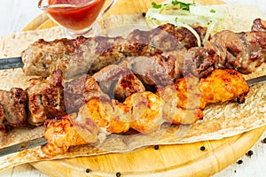 Grilled meat kebab mix