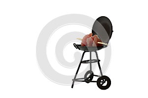 Grilled meat on a roaster isolated on white background photo