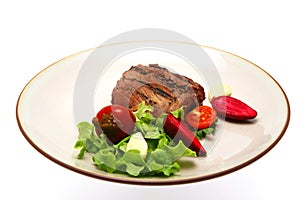 Grilled meat steak on dish