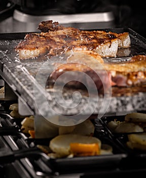 Grilled meat steak and vegetables