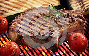 Grilled meat steak and vegetables