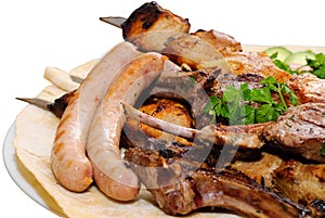 Grilled meat with vegetables