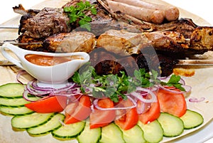 Grilled meat with vegetables