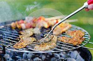 Grilled meat and vegetables