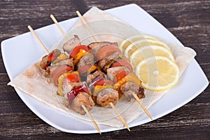 Grilled meat and vegetables