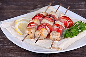 Grilled meat and vegetables