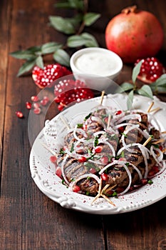 Grilled minced meat skewers kebabs