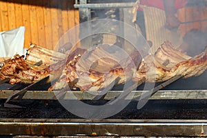 Grilled mixed meat at the village festival