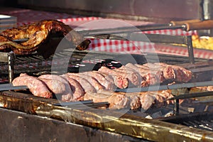 Grilled mixed meat at the village festival