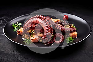 Grilled octopus plate. Generate Ai