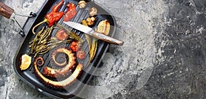 Grilled octopus with vegetable