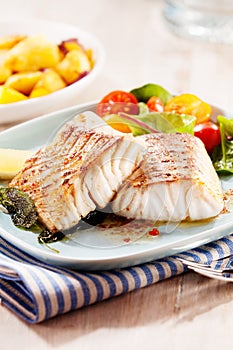 Grilled or oven-baked pollock fillets