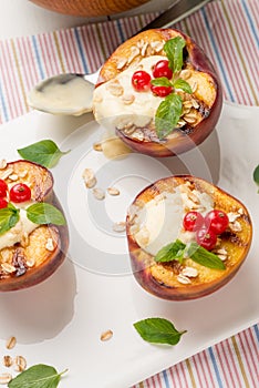 Grilled peaches dessert
