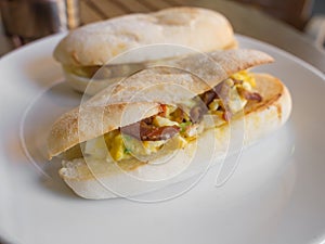 Grilled pork and boiled egg sandwich