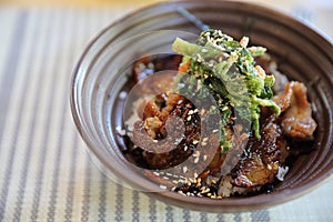 Grilled pork bowl japanese buta donburi