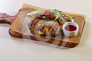 Grilled pork with cheese