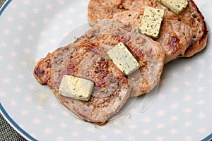 Grilled pork meat with butter