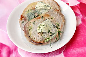 Grilled pork meat with butter