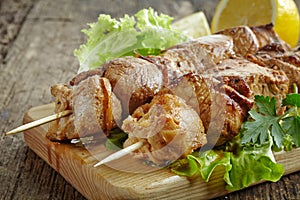 Grilled pork meat kebab