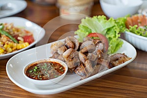 Grilled Pork Neck,Grilled Pork With Spicy sauce