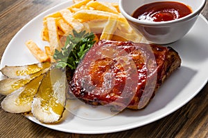 Grilled Pork Rib and Fried Potatoes